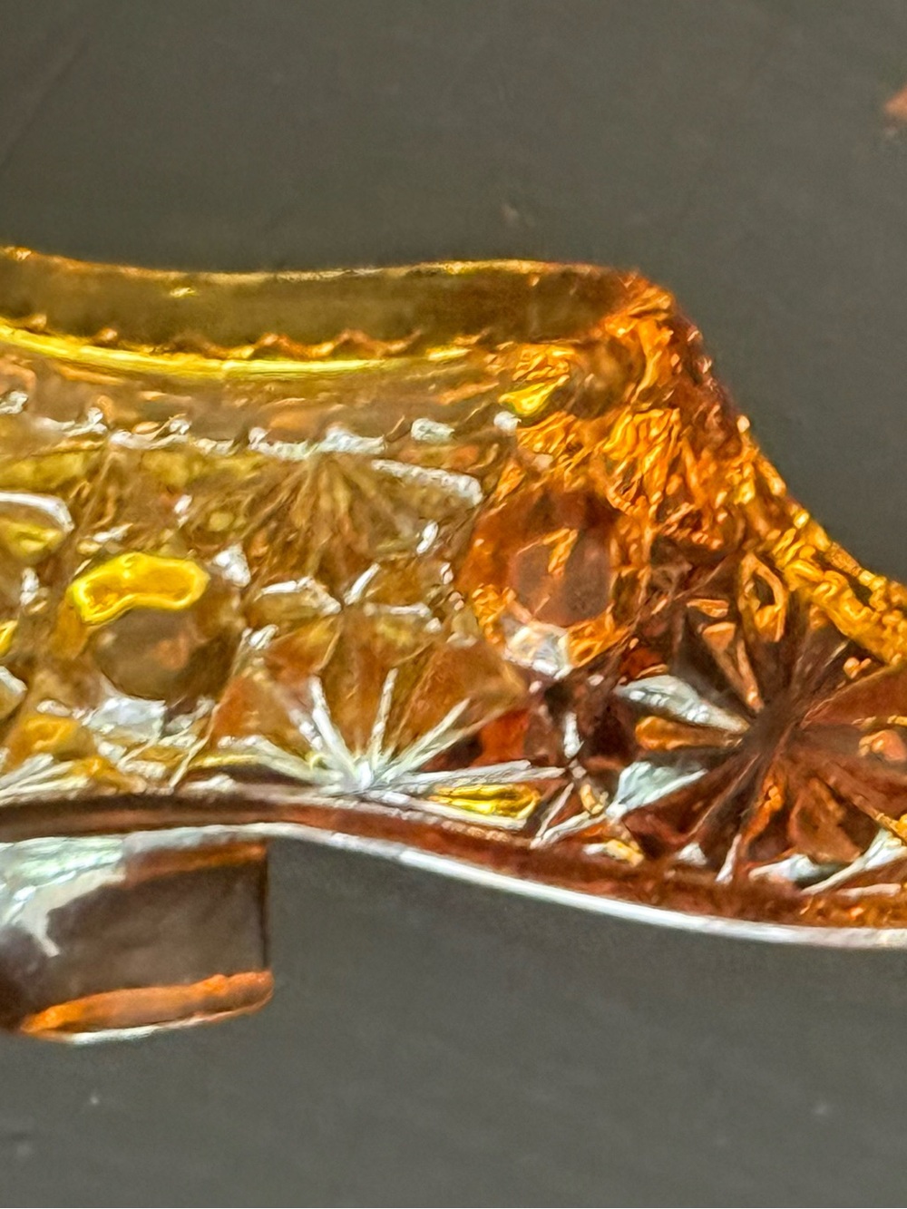 Fenton Amber Pressed Glass Decorative lady’s shoe